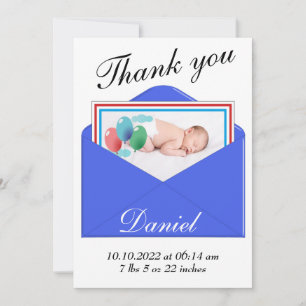 carte photo Faire-part de naissance Merci