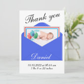 carte photo Faire-part de naissance Merci (Debout devant)