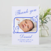 carte photo Faire-part de naissance Merci (Debout devant)