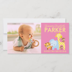 Carte photo faire-part de naissance (rose)