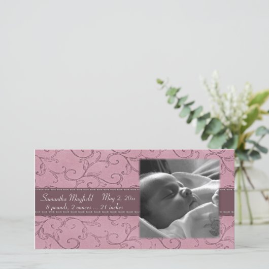 Carte photo Faire-part Mauve Swirl (Debout devant)