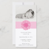 Carte photo faire-part pour bébé rose (Devant)