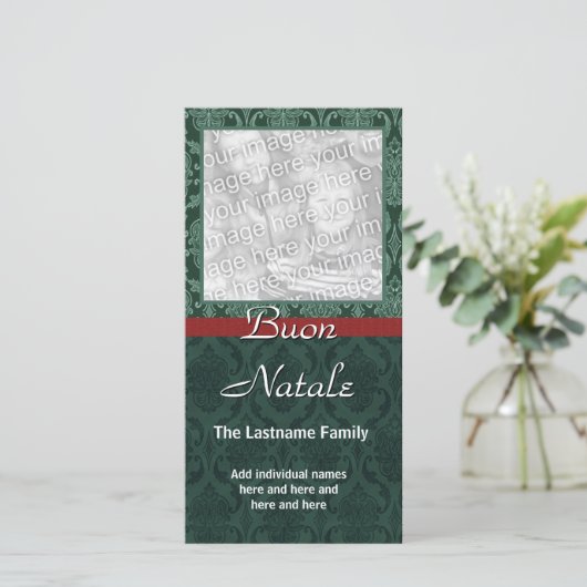 Carte photo fait sur commande vert et rouge - Buon (Debout devant)
