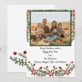 Carte Photo Famille Rouge Vert Noël (Devant / Derrière)