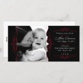 Carte photo Fancy Scroll Black & Red Christmas (Devant / Derrière)
