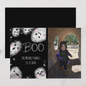 Carte photo fantôme craie lettrage Halloween (Devant / Derrière)