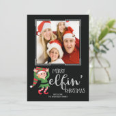 Carte photo féerique drôle de famille de Noël (Debout devant)