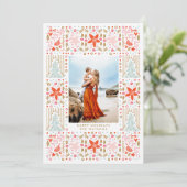 Carte photo Festive Bold Foliage Frame de Noël (Debout devant)