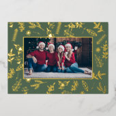 Carte photo Festive Green Gold Botanical (Recto)