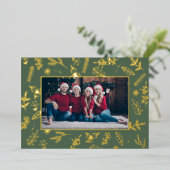 Carte photo Festive Green Gold Botanical (Debout devant)