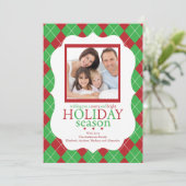 Carte photo Festive Red & Green Jacquard Holiday (Debout devant)