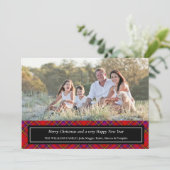 Carte photo Festive Red Plaid Christmas (Debout devant)