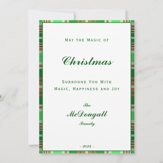 Carte photo Festive Rouge Vert Noël personnalisée (Dos)