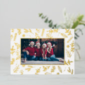 Carte photo Festive White Gold Botanical (Debout devant)