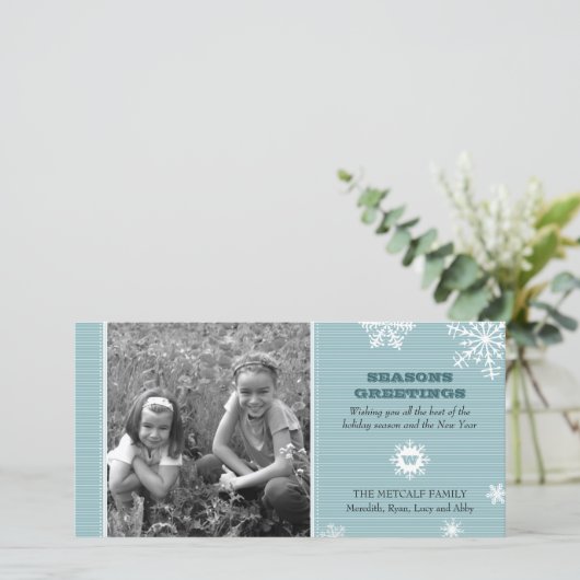 Carte photo flocon de neige à rayures fines (Debout devant)