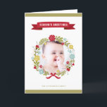 Carte photo floral de guirlande de Noël lunatique<br><div class="desc">Carte photo floral de guirlande de Noël lunatique</div>