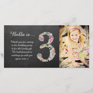Carte photo floral de Merci de 3ème anniversaire