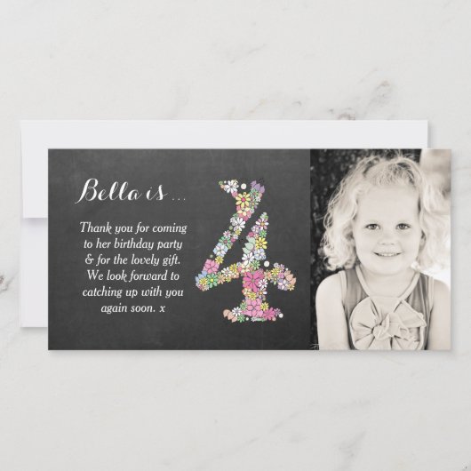 Carte photo floral de Merci de 4ème anniversaire (Devant)