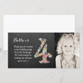 Carte photo floral de Merci de 4ème anniversaire (Devant / Derrière)