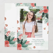 Carte photo Floral de vacances Watercolor (Devant / Derrière)