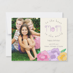 Carte photo floral précieux de maman de joyeux