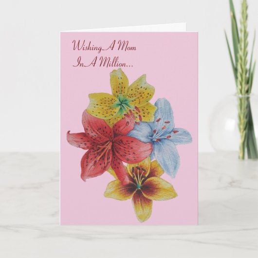 Carte photo florale jolies fleurs avec maman verse (Devant)