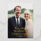 Carte photo FOIL Elegant First Married Christmas (Recto)