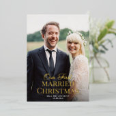 Carte photo FOIL Elegant First Married Christmas (Debout devant)