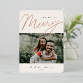 Carte photo Foil Marié & Mariage Script (Debout devant)