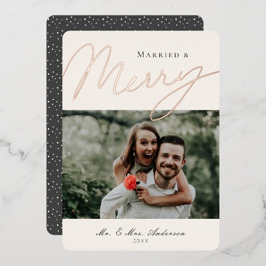 Carte photo Foil Marié & Mariage Script (Recto/Verso)