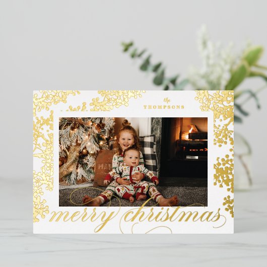 Carte photo Foil Script Joyeux Noël Foliing (Debout devant)