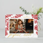 Carte photo Foil Script Joyeux Noel Red Berries (Debout devant)