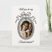Carte Photo Frame with Bow Bridesmaid Proposal (Devant)