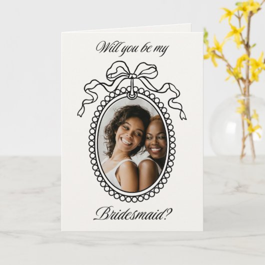 Carte Photo Frame with Bow Bridesmaid Proposal (Fleur jaune)
