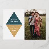 Carte photo géométrique du Nouvel An - Turquoise b (Recto)