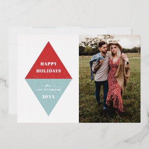 Carte photo géométrique Foil Holiday - Rouge