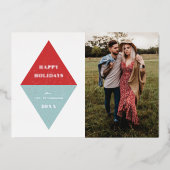 Carte photo géométrique Foil Holiday - Rouge (Recto)