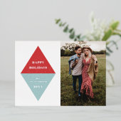 Carte photo géométrique Foil Holiday - Rouge (Debout devant)