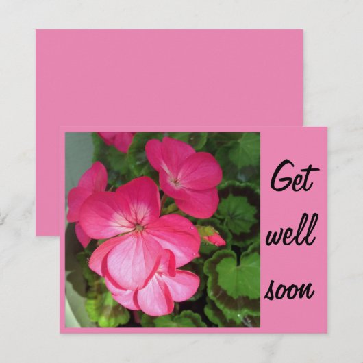 Carte Photo Géranium rose - Bientôt ça va bien (Devant / Derrière)