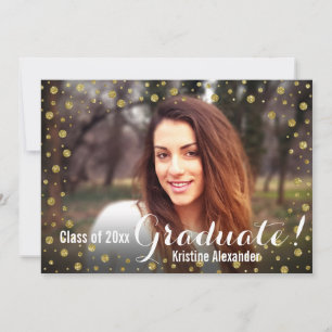 Carte photo Gold Confetti Graduation Faire-part