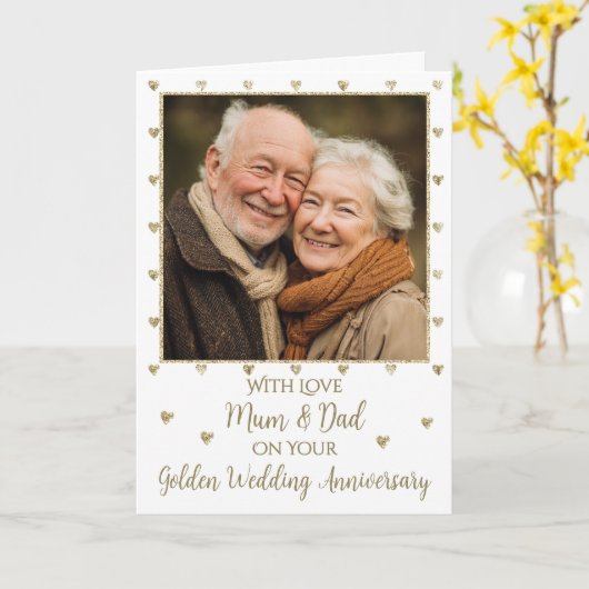 Carte Photo Golden Wedding Anniversary 50 years Card (Fleur jaune)