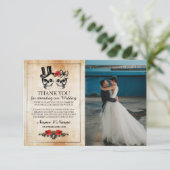 Carte photo gothique Halloween merci crânes (Debout devant)