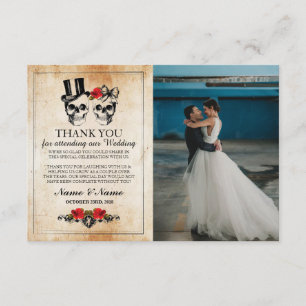 Carte photo gothique Halloween merci crânes