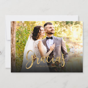 Carte Photo Gracias Elégant Remerciement Mariage Espagno