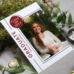 Carte Photo Graduation Party Script moderne Bourgogne