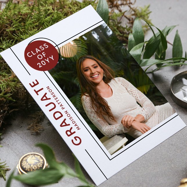 Carte Photo Graduation Party Script moderne Bourgogne (Créateur téléchargé)