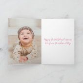 Carte Photo Grandaughter First Birthday Cute Pink Owl (Intérieur)
