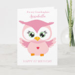 Carte Photo Grandaughter First Birthday Cute Pink Owl<br><div class="desc">Grandaughter First Birthday Cute</div>