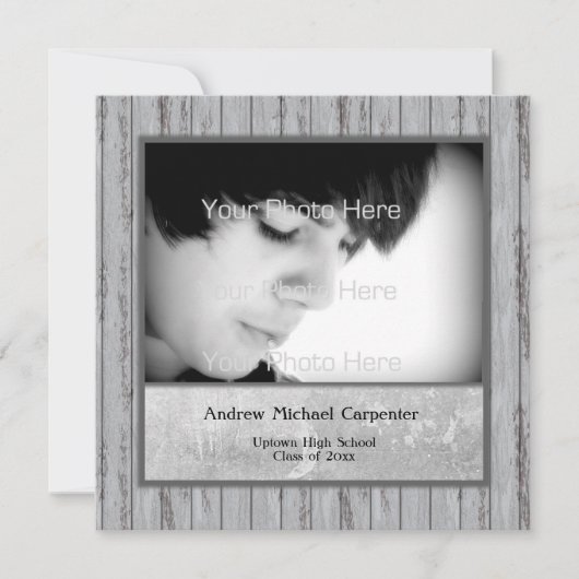Carte photo Gris Look Grunge Invitation (Devant)