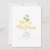 Carte Photo Guirlande de Noël Écriture Dorée (Devant)